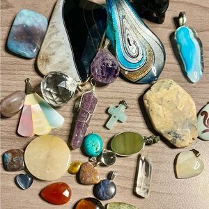 Pretty stones, pendants and trinkets.